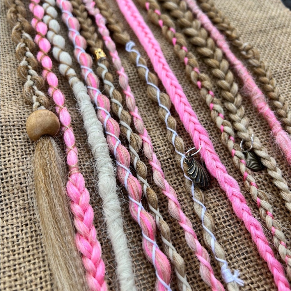Pink and Blonde Clip In Dreadlocks NWT
